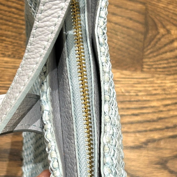Light Blue Leather & Straw Summer Purse - Picture 5 of 8
